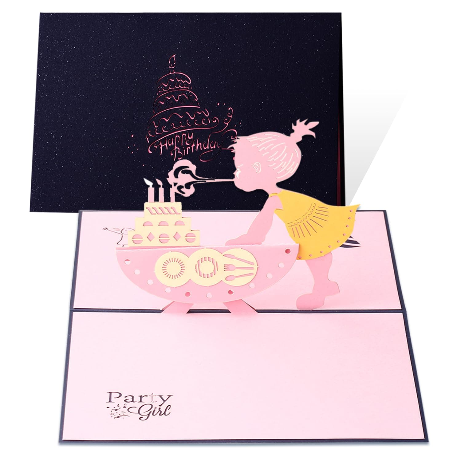 3D Pop Up Birthday Card for Kids - Cute Greeting Card with Envelope, Unique Paper Art Gift - Funny Birthday Surprise Card for Friends & Family (Party Girl)