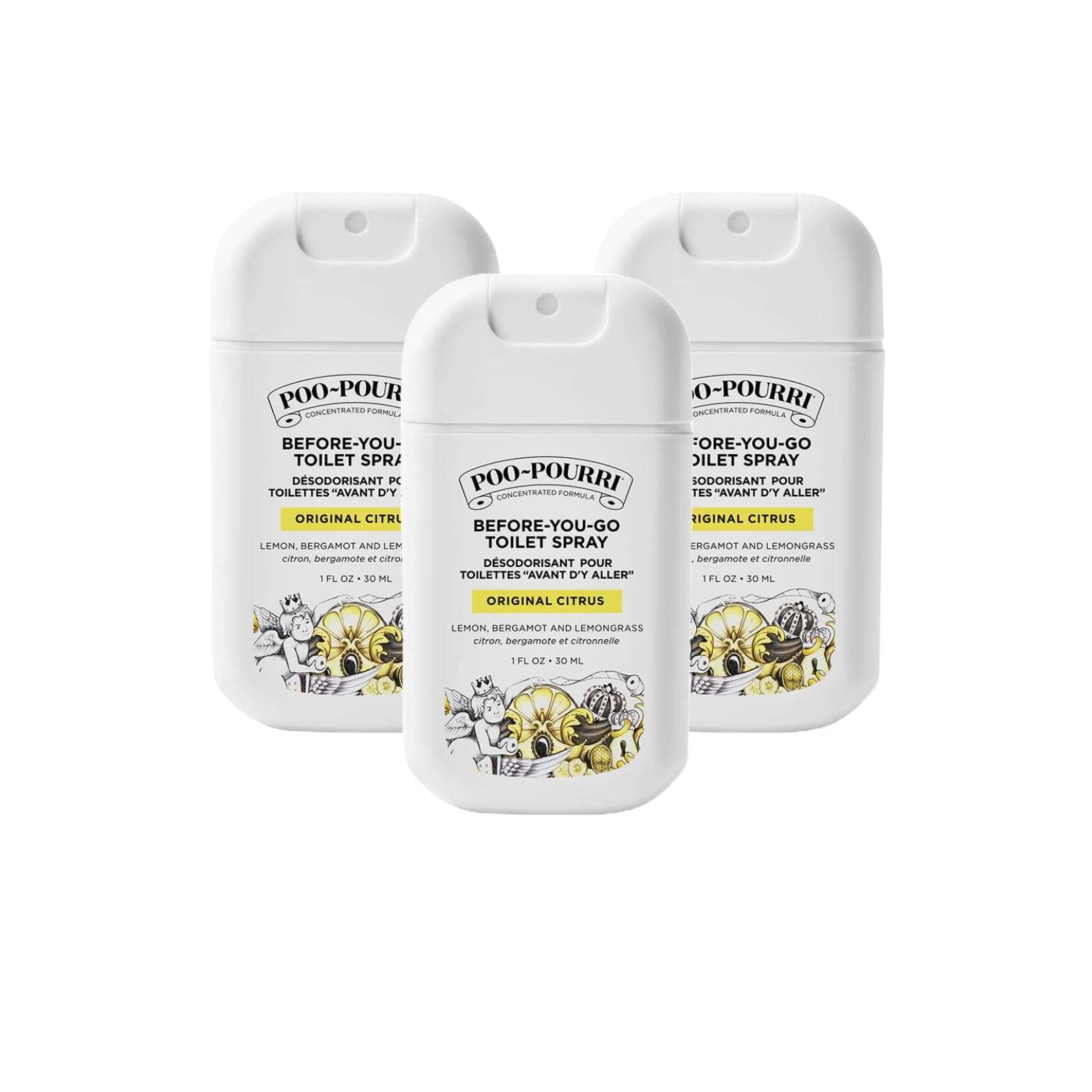 Poo-Pourri Before-You-Go Pocket Toilet Spray, Travel Essentials, Original Citrus, 1 Fl Oz, Up to 50 Uses, On-The-Go Bathroom Odor Deodorizer with Essential Oils, 3 Pack
