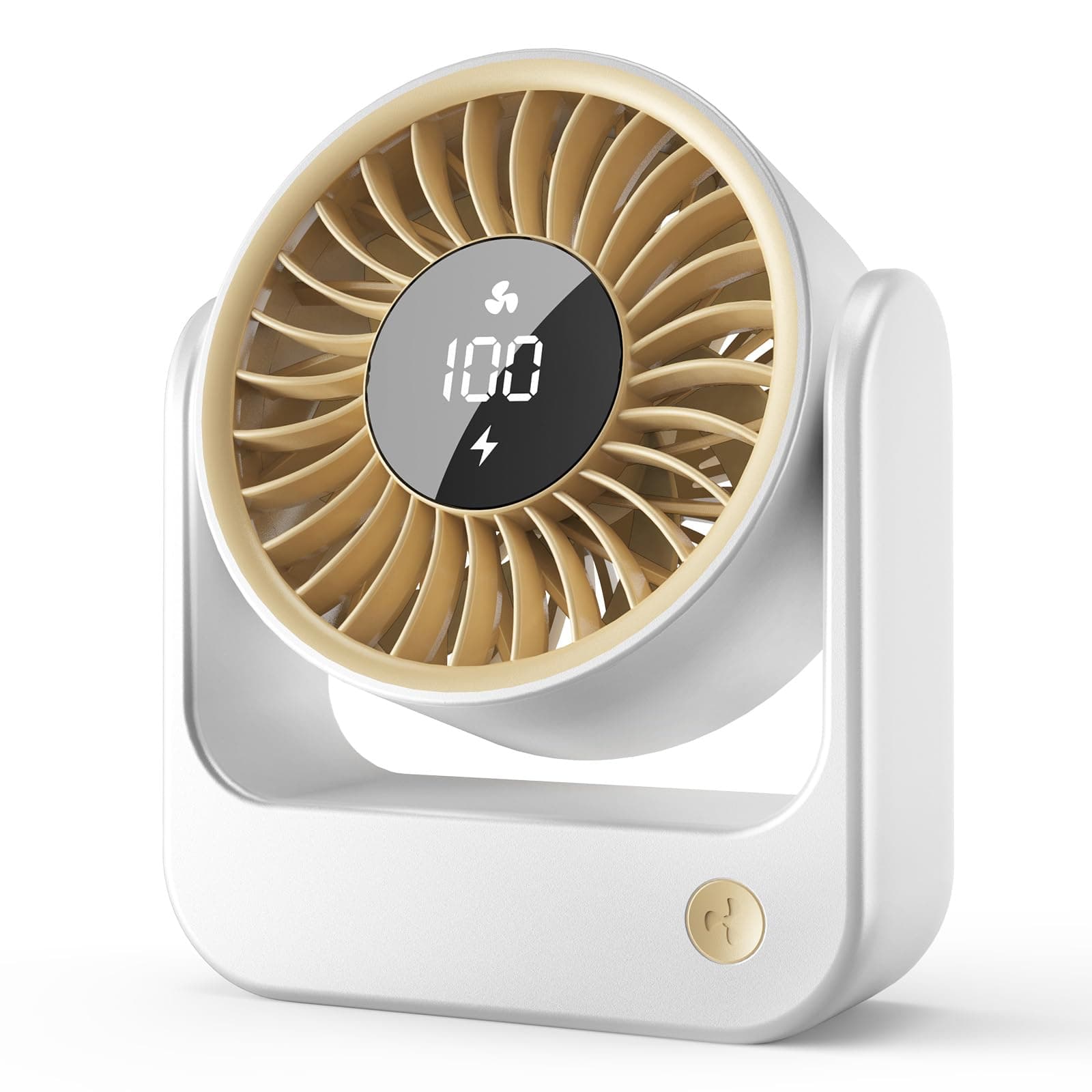 Desk Fan - Small Desk Fan with Digital Display, USB Rechargeable Fans, 360° Adjustment, 5 Speed Modes, Portable Desktop Table Cooling Fans for Home Office Makeup and Hot Flashes, Gifts for Men/Women