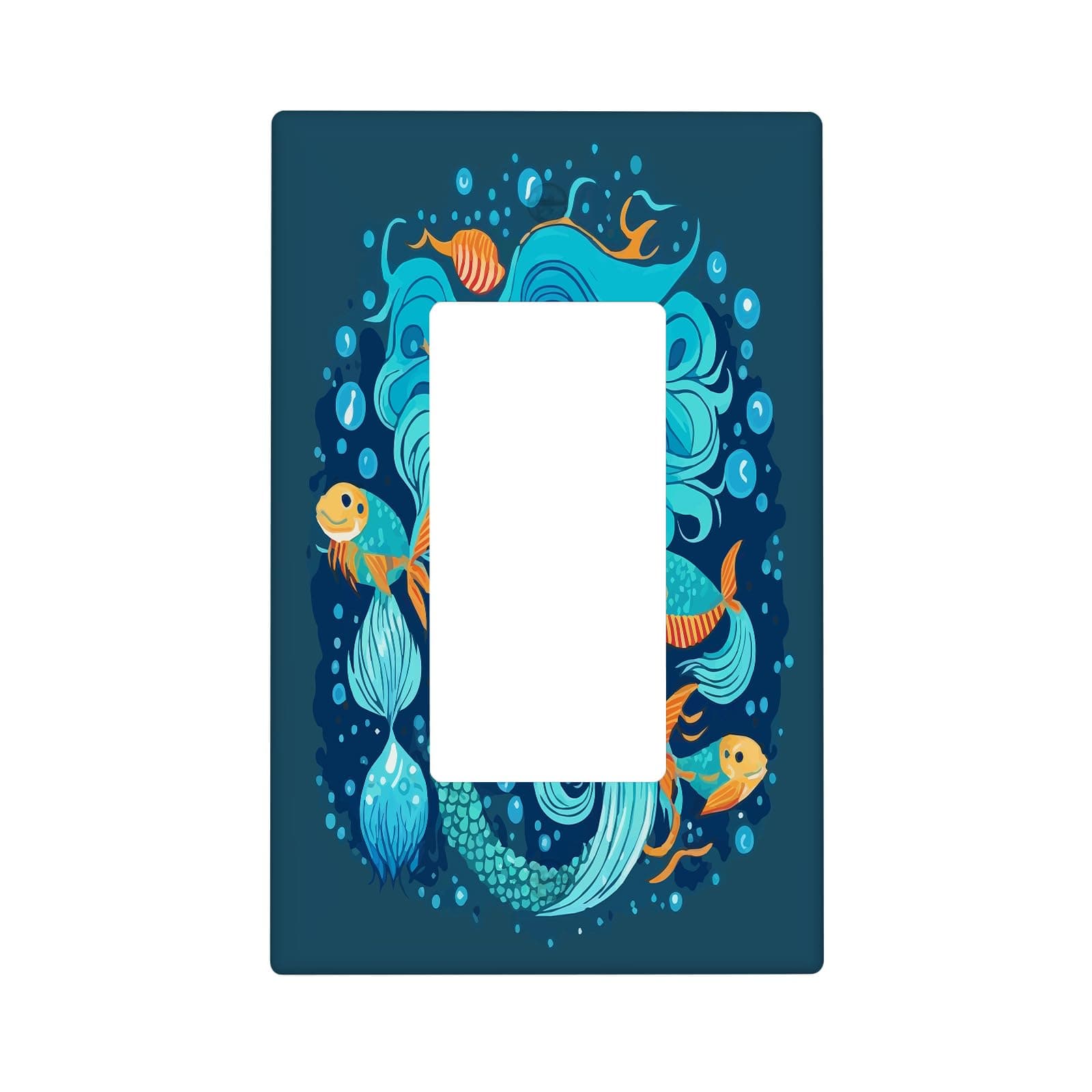 Mermaid 1 Gang Light Switch Plate, Single Rocker Wall Plate Cover Decorative Electrical GFCI Switchplate Decora Faceplate for Kitchen Bathroom Bedroom Living Room Decor