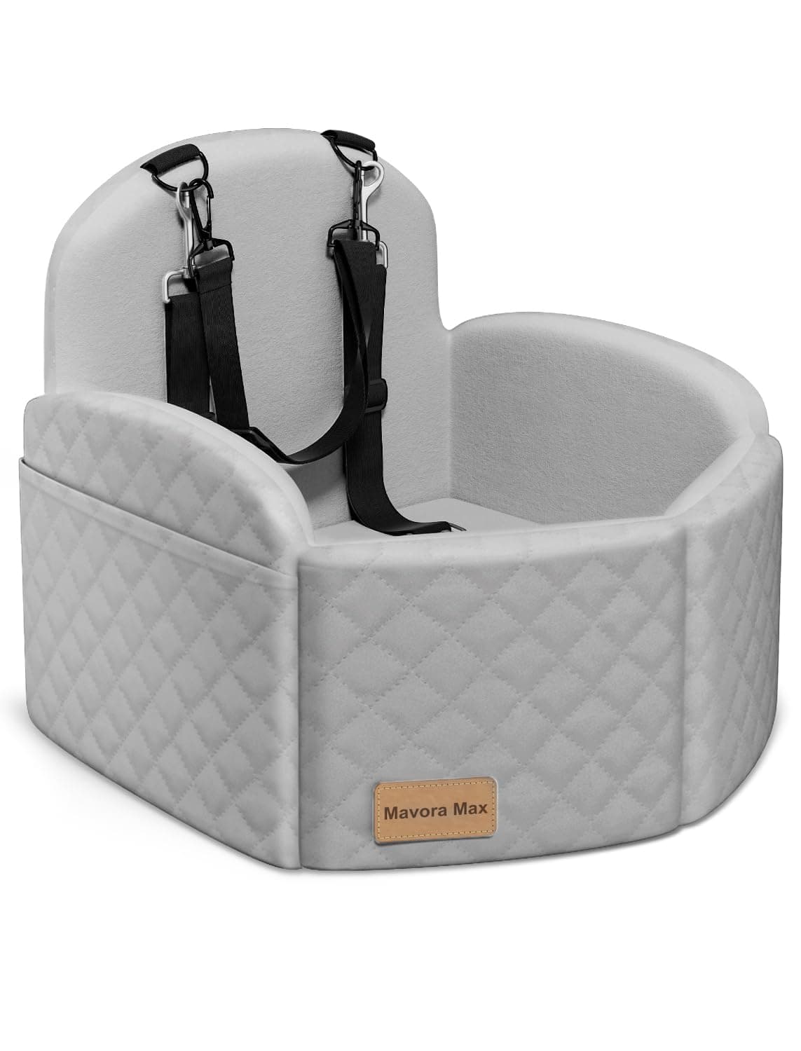 Mavora Max Dog Car Seat Booster for Small/Medium Dog up to 35lbs, Pure Grey