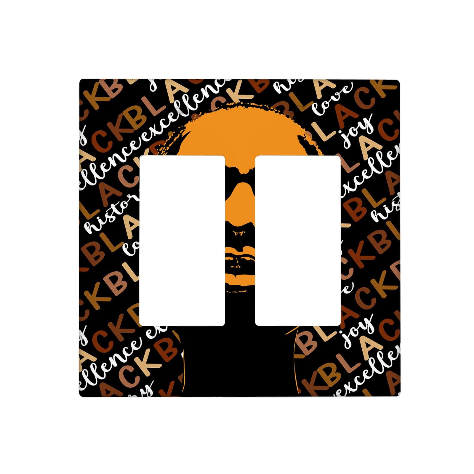 Black Woman 2 Gang Double Rocker Light Switch Plate Covers Decorative, Sexy African American Inspirational Wall Plate Decora Switchplate Faceplate for Kitchen Bedroom Living Room Decor