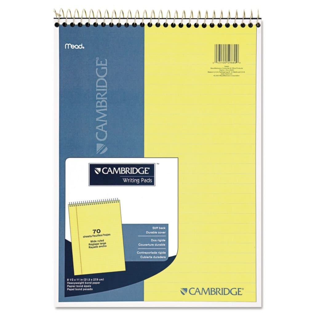 Cambridge 59880 Premium Wirebound Legal Pad, Legal Rule, 8 7/8 x 11, Canary Paper, 70 Sheets (MEA59880)