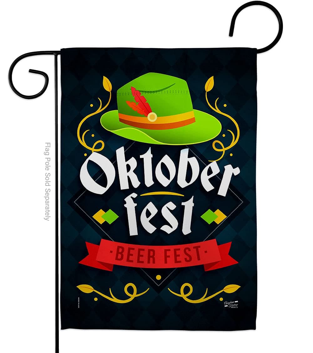 Angeleno Heritage Oktober Fest Garden Flag Beverages Beer Happy Hour Game Pong Party Ale Lager Craft House Decoration Banner Small Yard Gift Double-Sided, Made in USA