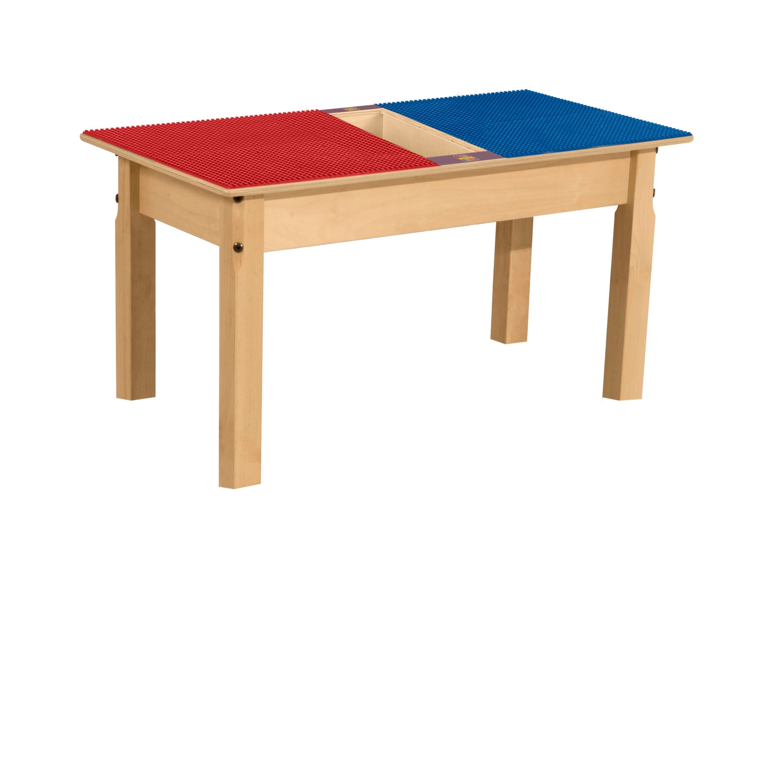 Contender Time-2-Play Kids Activity Play Table, Compatible with Lego Bricks, Extra Sturdy Birch Plywood, 35" W X 15.5" D, Red & Blue, 16" Legs for Toddlers