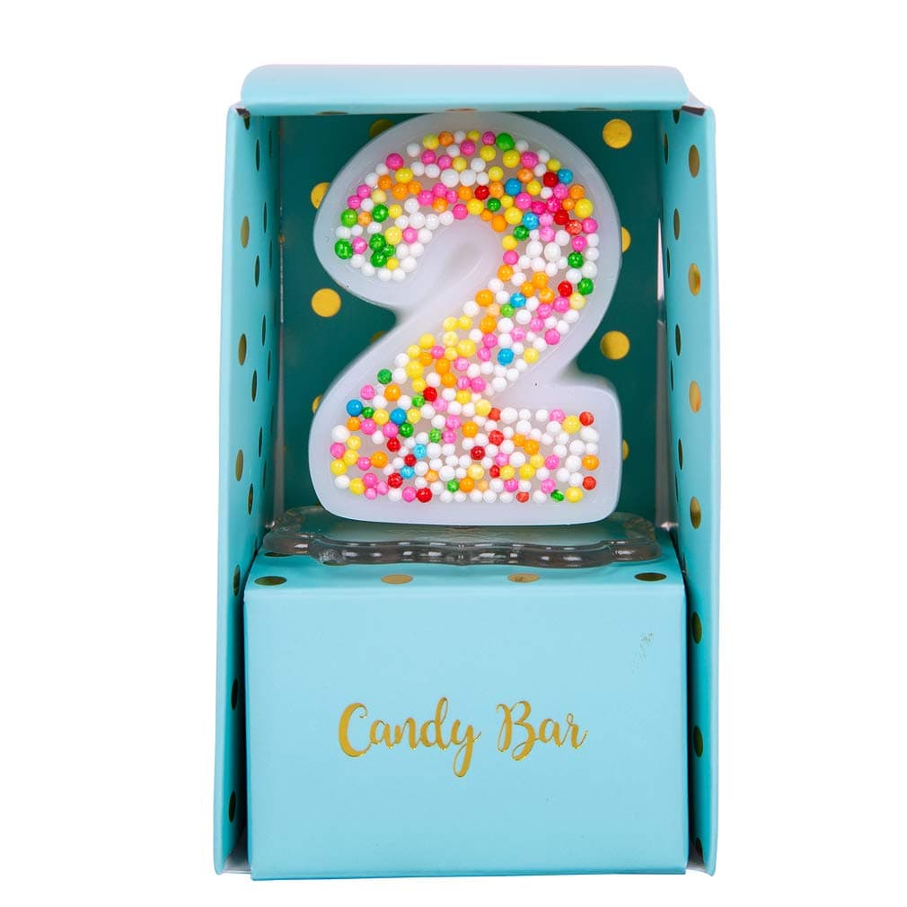 Sweety Colorful Candy Number Cake Topper Candle for Brithday Party Baby Shower and Wedding Party Supplies Favor (Two)