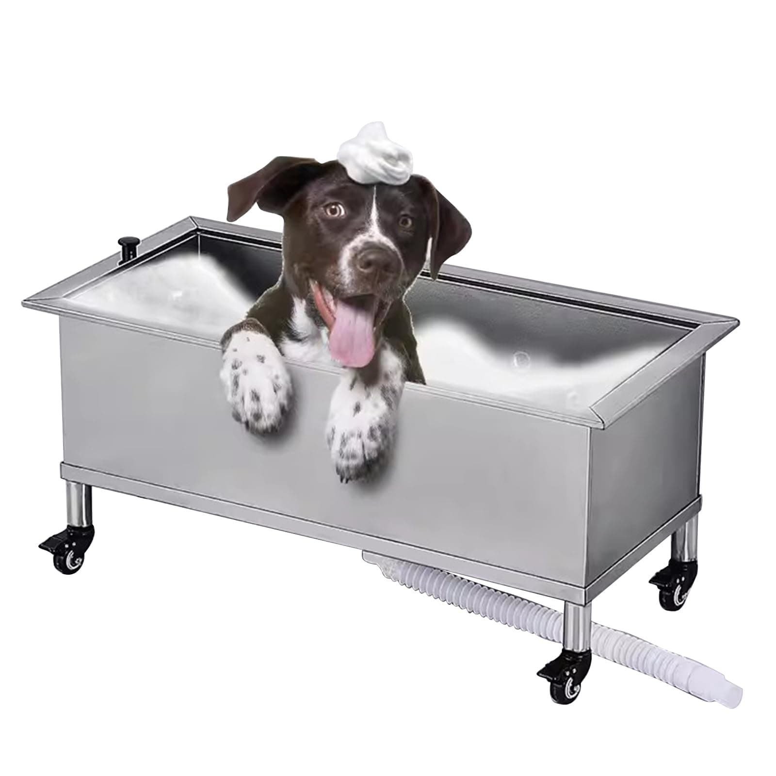 Dog Grooming Bathtub Station,Stainless Steel Pet Dog Grooming Bath Tub,Pets Bathing Tub,Pet Wash Station,Professional Dog Washing Station,Dog Grooming Tub for Home(128cm)