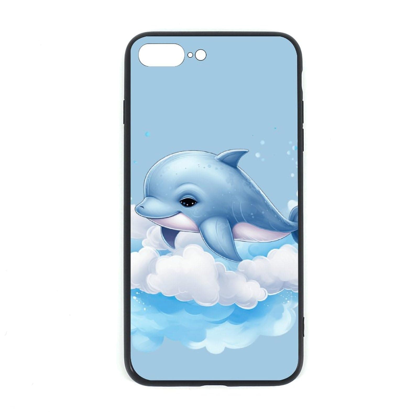 CRIVOTA for iPhone 7P/8P Case - All-New Dolphin Design, Glass Back + TPU Inner Shell, Military-Grade Protection, Extreme Slimness, Precise Cutouts, Cell Phone Cases for Boys Girls