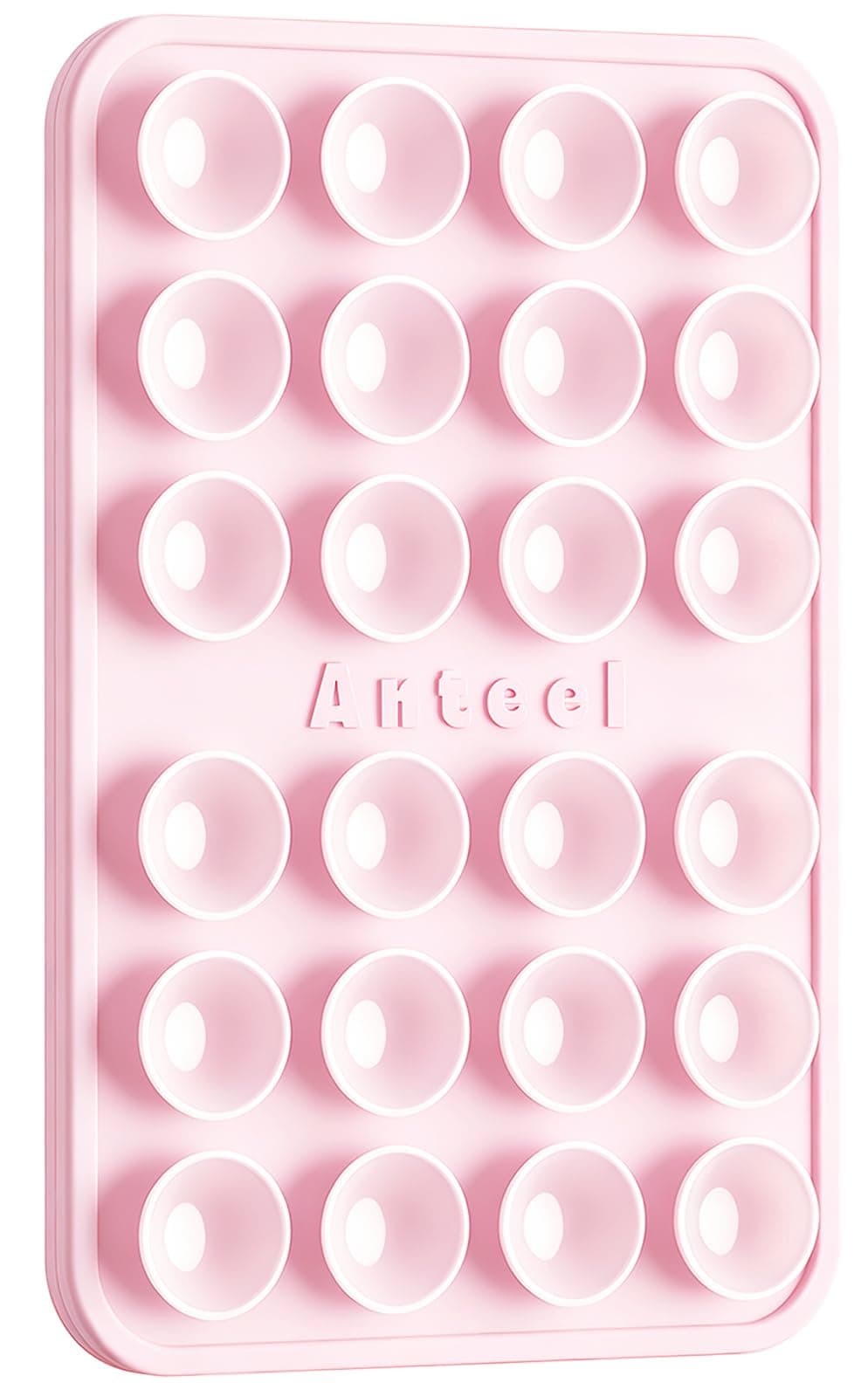 Anteel Medium-Sized Silicone Suction Phone Case Adhesive Mount, Enhanced Suction Power and Upgraded Thickened Sticky Phone Grip, Durable, Hands-Free Sticky Phone Holder, 2.28"x3.46" (Light Pink)