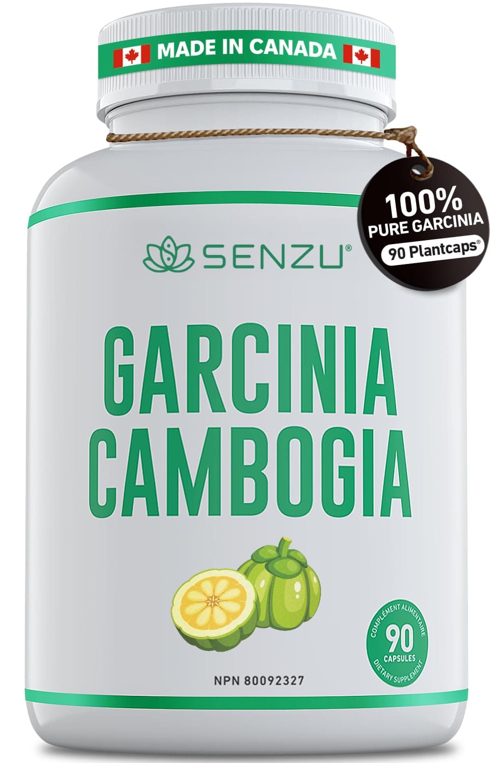Senzu® Pure Garcinia Cambogia Extract For Women & Men | Canadian-Made | 750 MG Per Capsule | 60% HCA - Increase Feelings of Fullness & Maintain Blood Sugar Levels - 90 Count