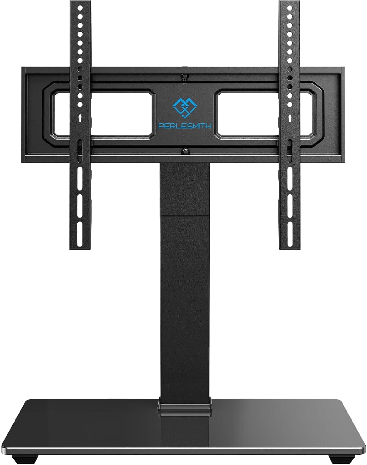 PERLESMITH Universal Swivel TV Stand for 32–70 inch TVs, Height Adjustable Table Top TV Stand Mount with Tilt, Tempered Glass Base, Holds up to 88 lbs, Max VESA 400x400mm, PSTVS26