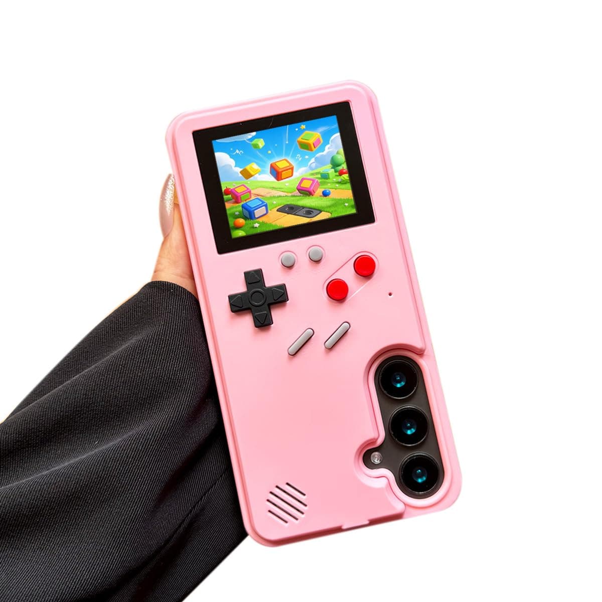 ERAKOLE Game Phone Case for Samsung Galaxy S24 Plus/S25 Plus, Nostalgic Game Case for Samsung Retro Playable Gaming Design, Classic Creative Funny Birthday Gifts, Pink
