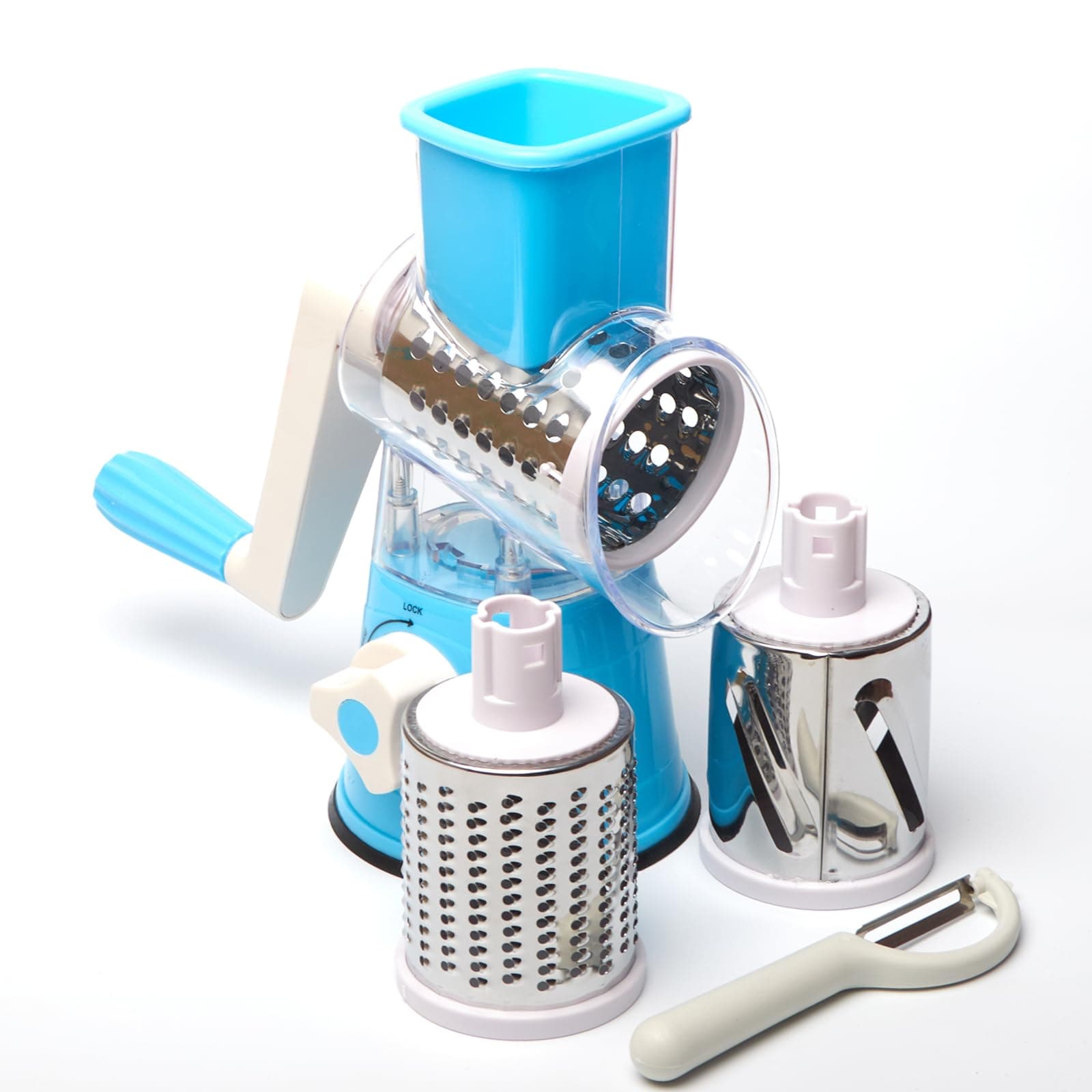 Cheese Grater Cheese Grater With Handle Rotary Cheese Grater With Handle Premium Rotary Cheese Grater With Hand Crank - Perfect For Family Chefs And Cheese Lovers (Blue)
