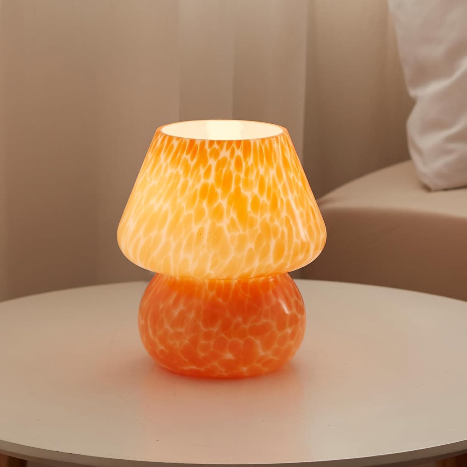 Dawnwake Mushroom Lamp Small Lamp, Table Bedside Nightstand Lamp for Bedroom (Flame Orange)