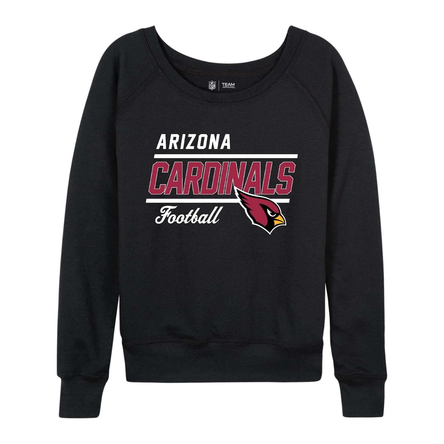 Team Fan Apparel NFL Womens Crew Neck Light Weight, Gameday Apparel, Slouchy Fit Raglan Crewneck Pullover for Women (Arizona Cardinals - Black, XX-Large)