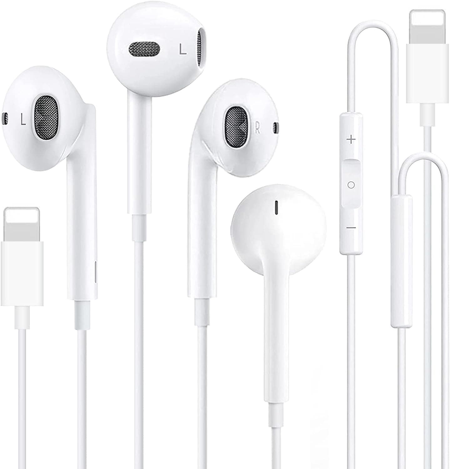 2 Pack Wired Earbuds Headphones for iPhone, Hi-Res Extra Bass Earphones, HiFi-Audio Stereo Noise Isolating with Mic+Volume Control Compatible with iPhone 14 Pro Max/13/12 Mini/11/X/XS Max/XR