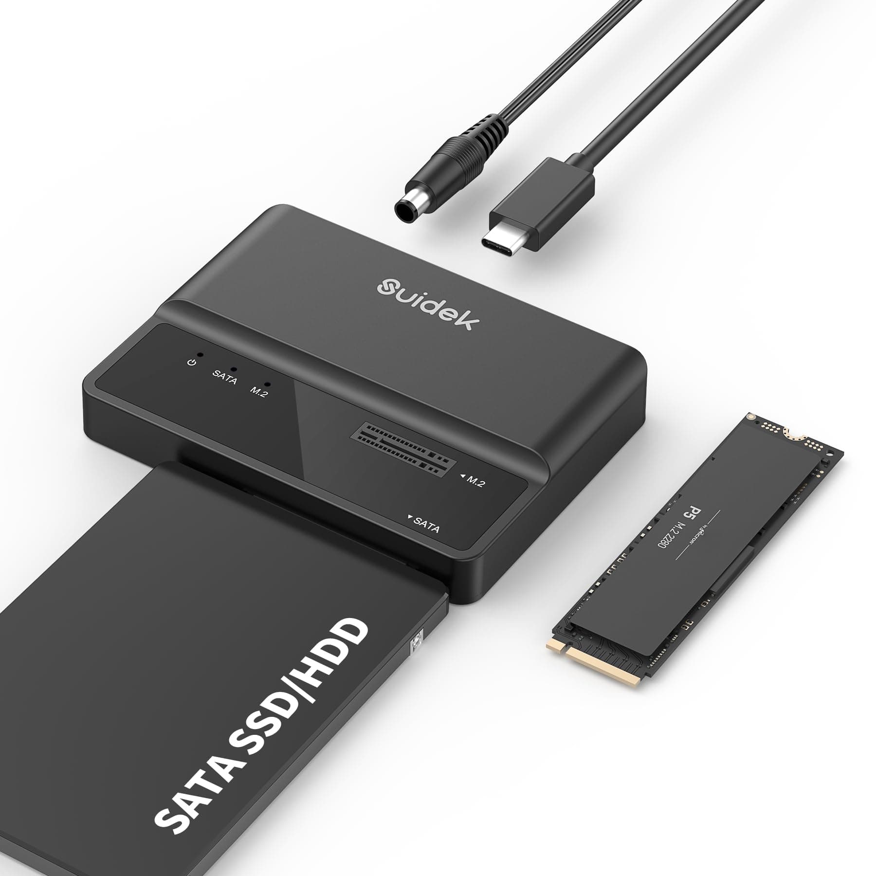 SUIDEK M.2 NVMe SSD Enclosure, 10Gbps USB to M.2 and SATA Adapter Tool Free