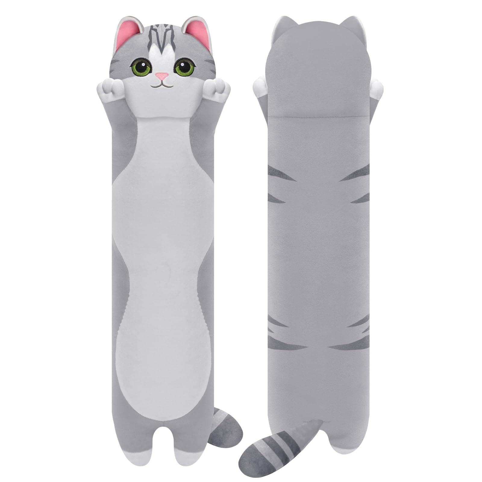 Mewaii 43 in Grey Cat Plush M Style Body Pillow, Cute Kawaii Plush Gift