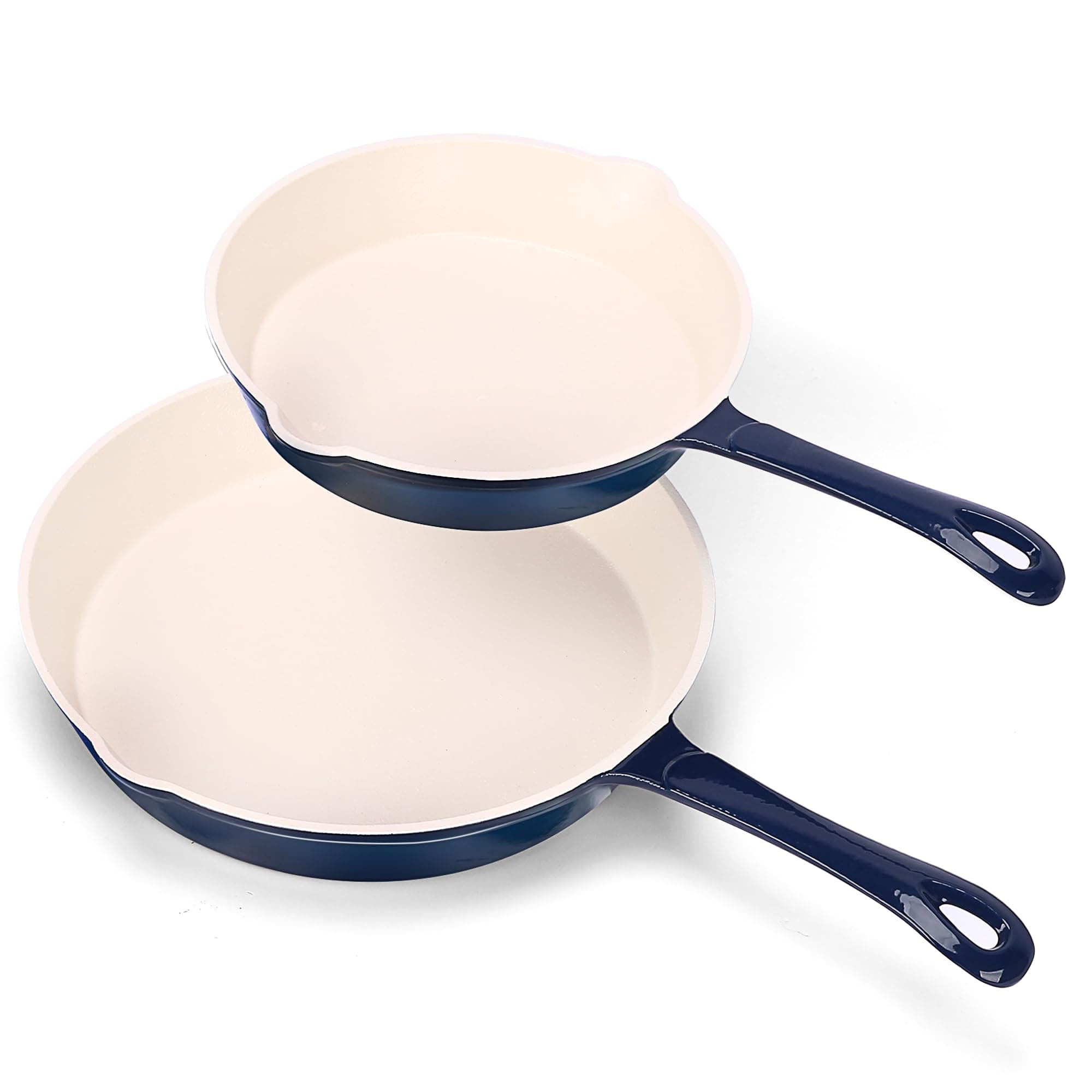 Hisencn Frying Pan Set, 8" & 9.5" Ceramic Frying Pan, Non Stick caraway cookwar Cast Iron Skillet, Non Toxic ceramic pan Without PFAS & PTFE & PFOA,Dishwasher & Oven Safe,Induction cooking pan & Cookware, Blue