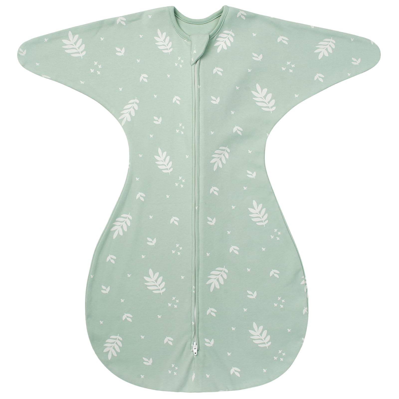 ZIGJOY Transition Swaddle 6-12 Months - 1.0 Tog Baby Sleep Sack Soft Cotton Transitional Swaddle Baby Wearable Blanket with 2-Way Zipper for All Seasons