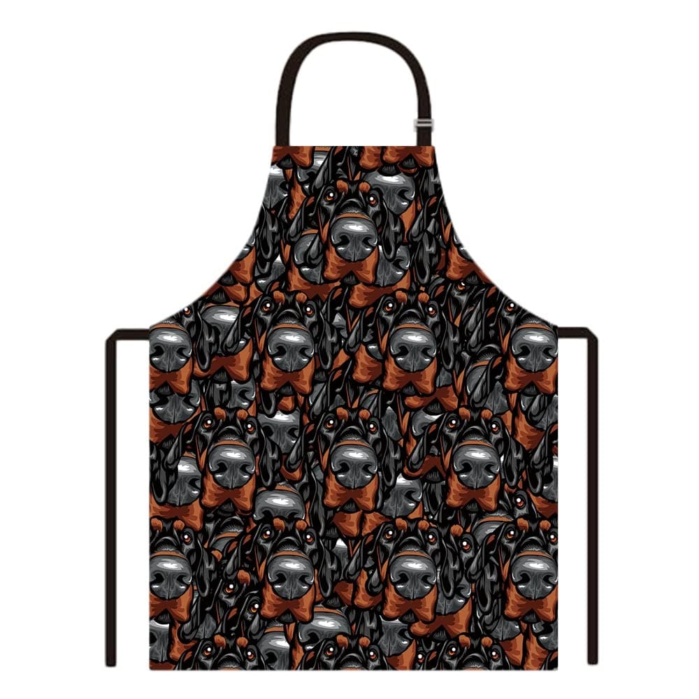 GUGLILI Cute Dog Doberman Pinscher Face Mash Apron Puppy Head Decor Chef Apron, Multi, 29x34 Inch