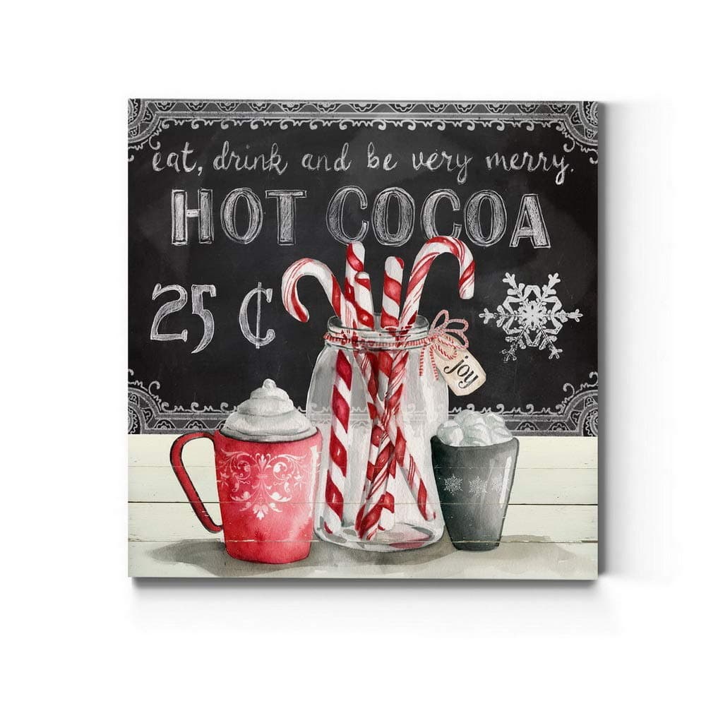 Renditions Gallery Eat,Drink and be very Merry Wall Art, Christmas & Winter Artwork, Hot Cocoa, Red Candy Canes, Premium Gallery Wrapped Canvas Decor, Ready to Hang, 40 in H x 40 in W, Made in America