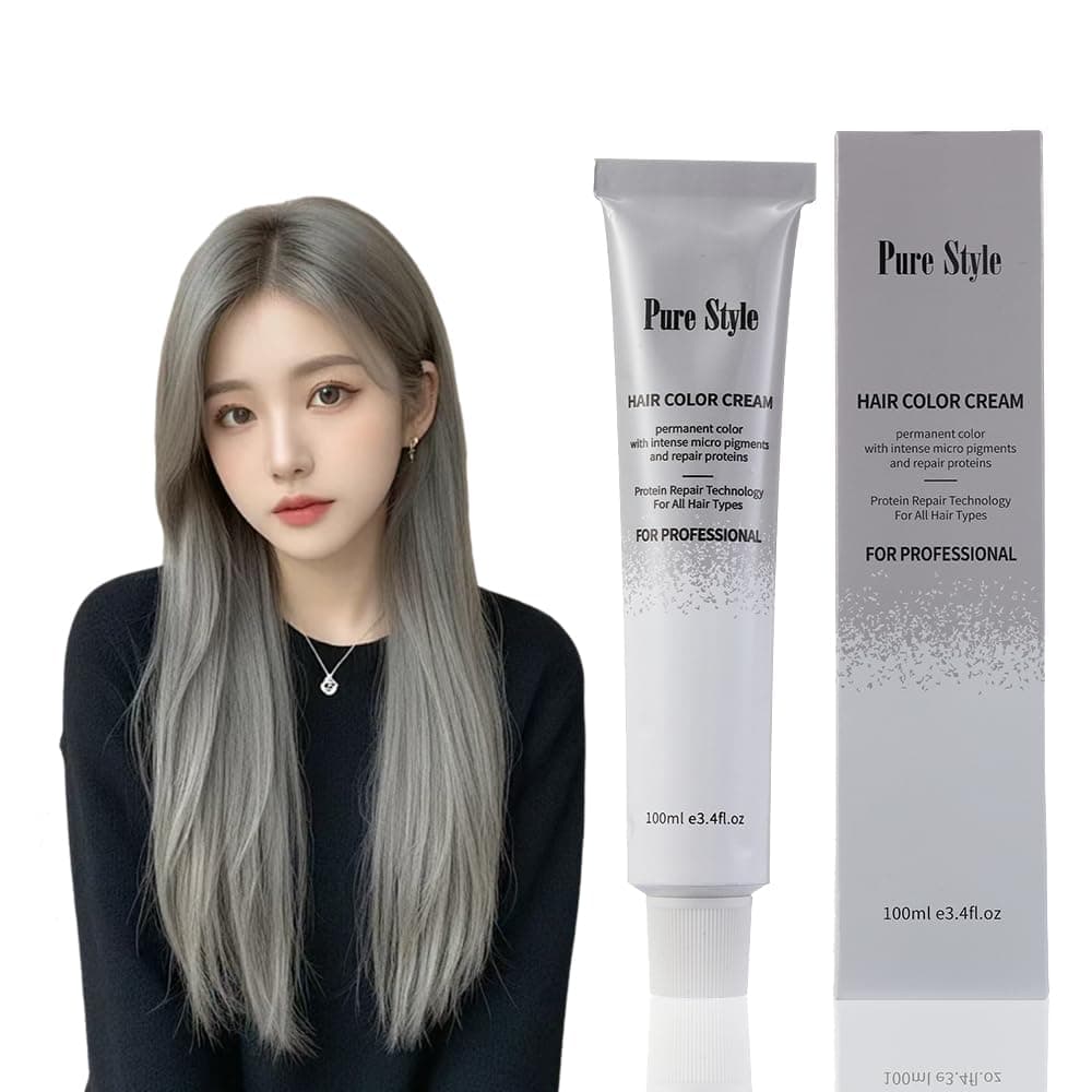 YSNSTYLE 100ml Professional Permanent Hair Color Dye Cream Ammonia Free, Long Lasting Light Grey Color, Natural Shine, For All Hair Types Easy At Home Application