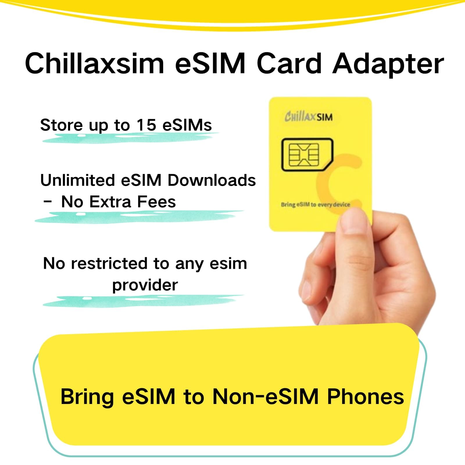 Chillaxsim ESIM Card for unlocked Android phone/iPhone/Router,Works with any esim providers,Store up to 15 eSIM profiles, Unlimited eSIM Downloads,Physical eSIM Card