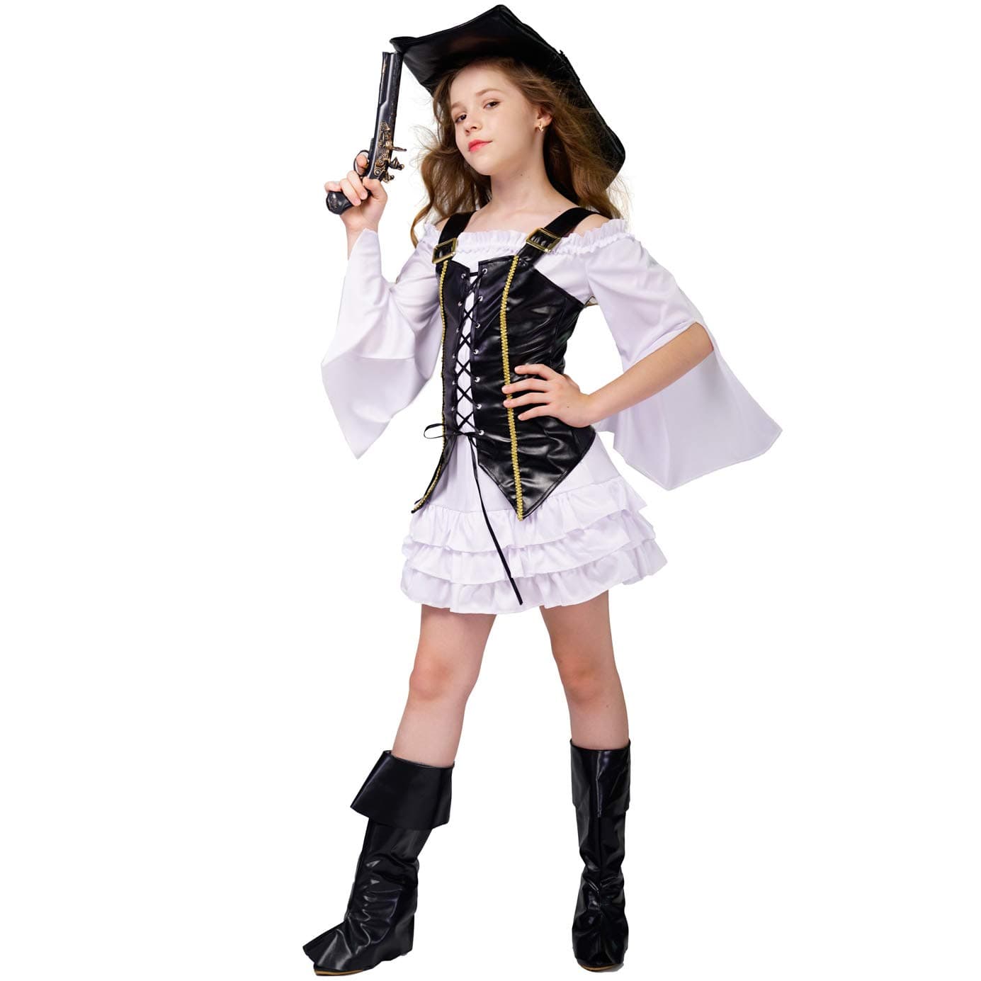 Girls Deluxe Pirate Fancy Halloween Costume (7-9Y)