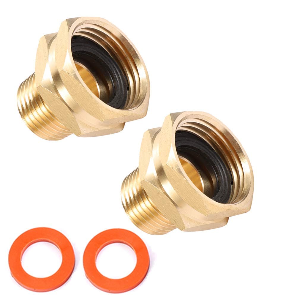 Kbrotech Brass Garden Hose Adapter, 3/4" GHT Female x 1/2" NPT Male, 2pcs