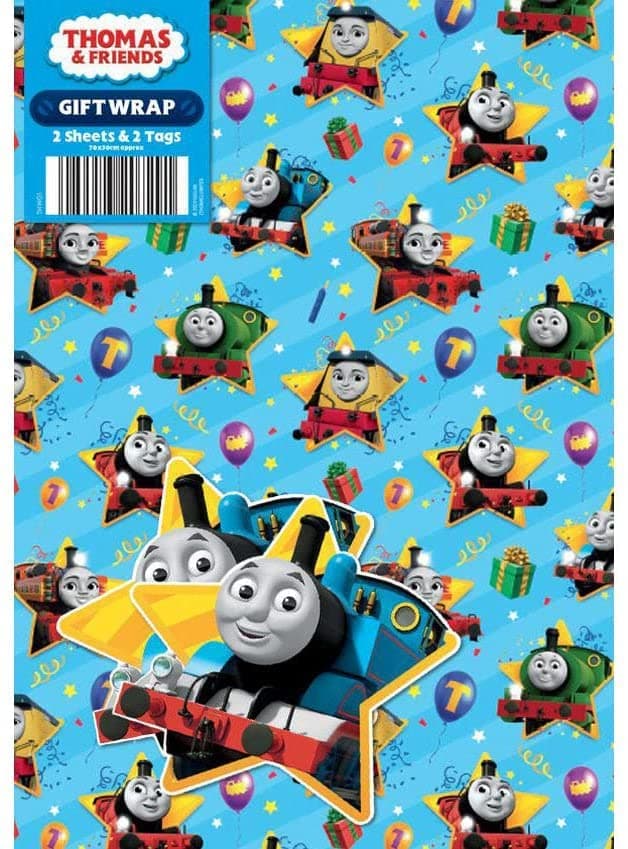 Danilo Promotions LTD Thomas & Friends Wrapping Paper 4 Sheets 4 Tags Sheet Size 70cmx50cm Official Product Responsibly Resourced