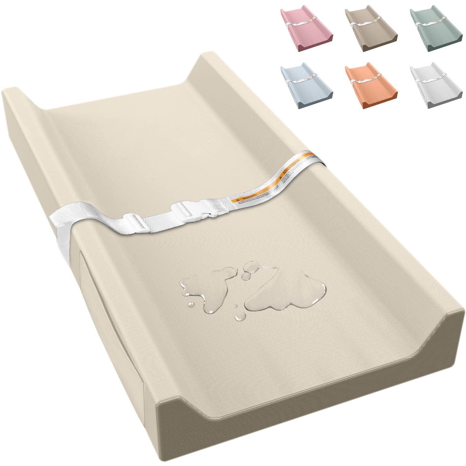 JVEOO Vegan Leather Baby Changing Pad Waterproof & Wipeable with Pockets