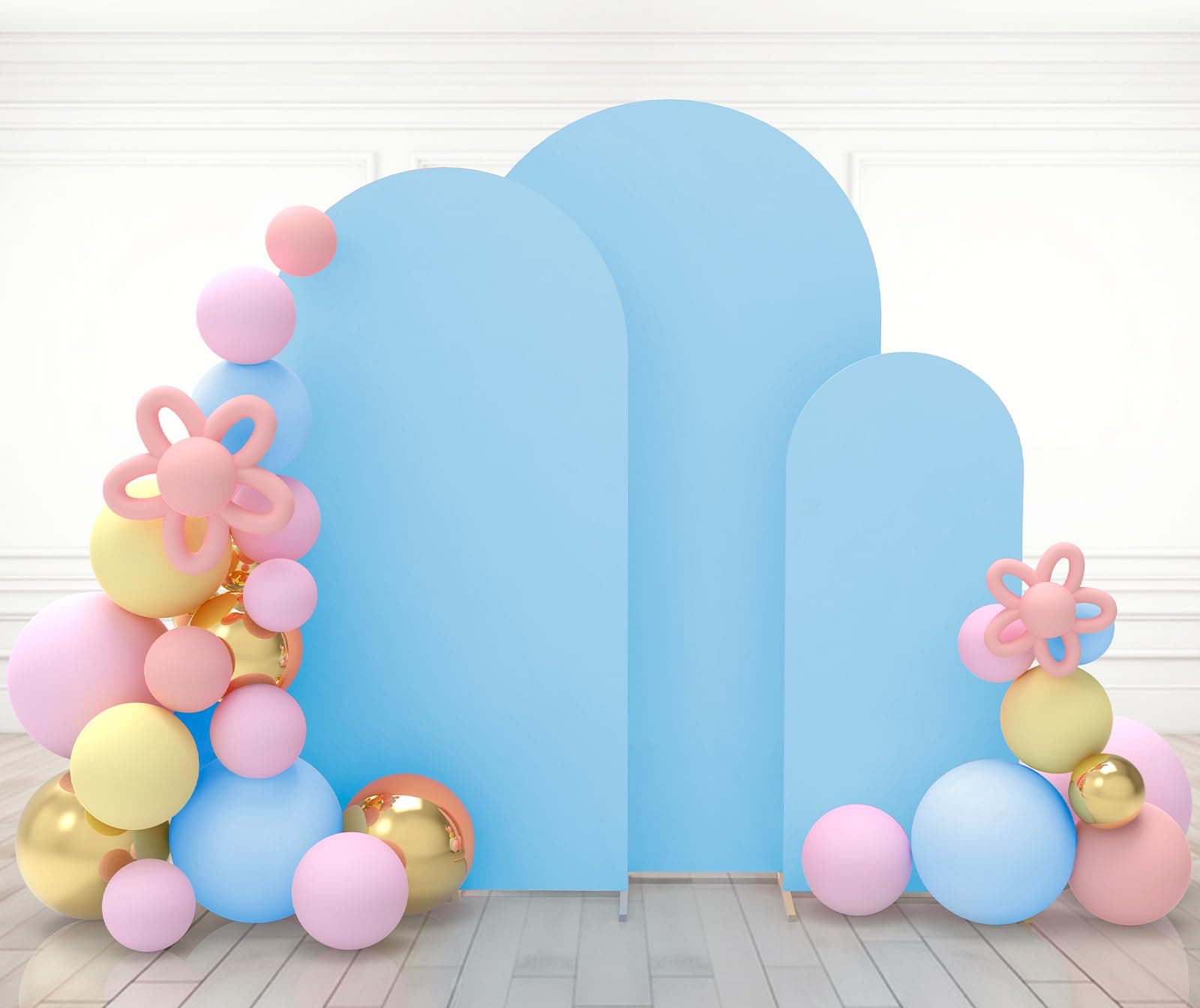 Babenest 3pcs Babyblue Wedding Arch Backdrop Cover for Party 5FT/6.6FT/7.2FT