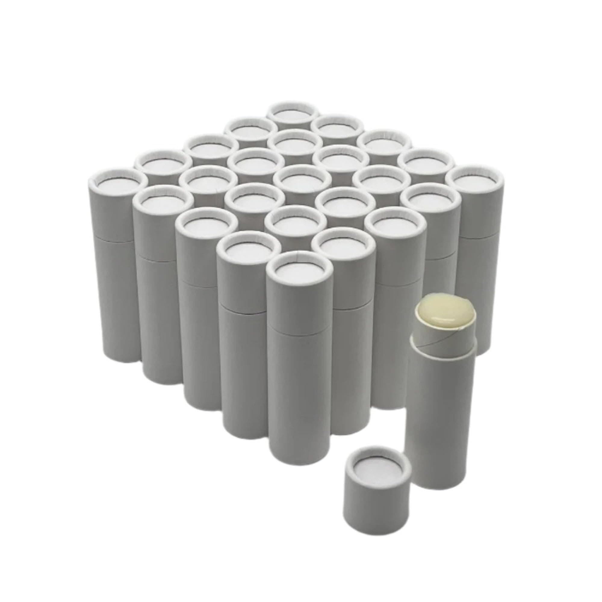 GreenWay 0.3oz / 8.5g Kraft Paperboard Lip Balm Tubes with Lids - 25 Pack Lip Gloss Tubes Refillable DIY Cosmetic Containers - Lip Balm Containers Chapstick Tubes Empty Holder Tubes - White, White, Pack of 25