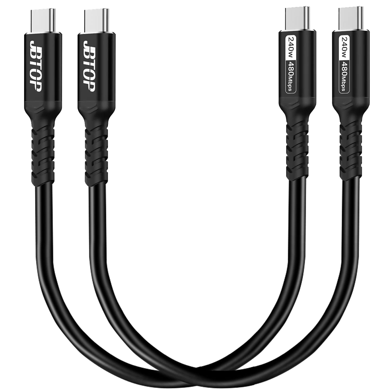 JBTOP USB C to C Cable(1FT, 2packs) 240W Fast Charging USB C Cable Compatible with iPhone 16/15 Pro Max, MacBook, XPS, Surface