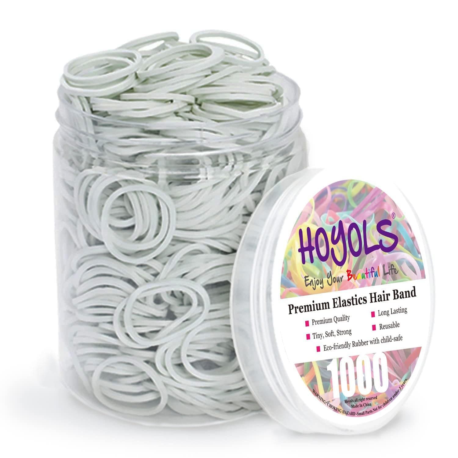 HOYOLS White Small Rubber Bands, 1/2 Inch Hair Ties, 1000pcs