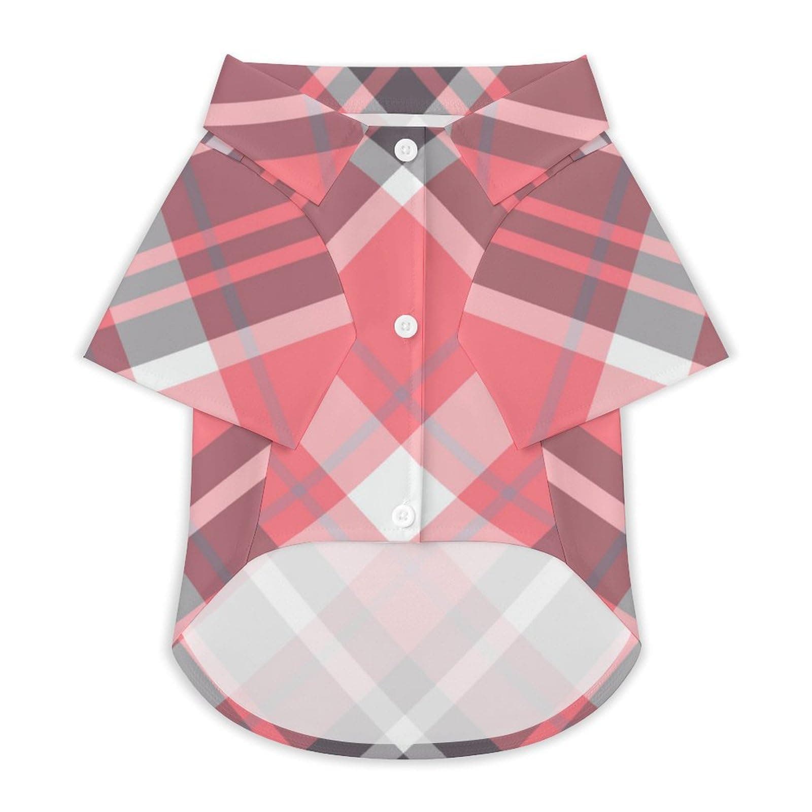 Gray Warm Pink and White Plaid Dog Shirt for Small Medium and Large Pet Clothes Breathable Puppy Pajamas Comfort Cat Apparel for Everyday Wear, and Photoshoots L