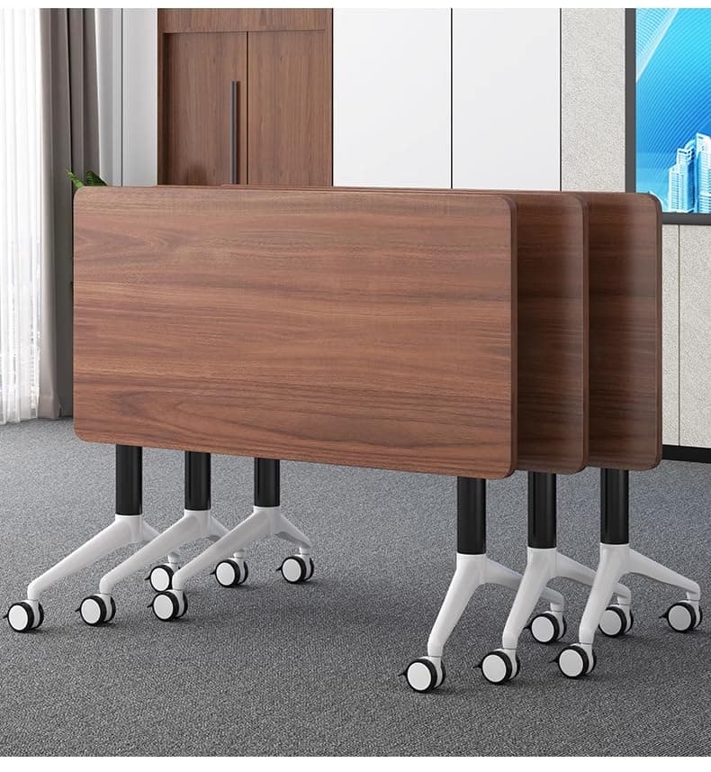 Conference Table Foldable Meeting Tables, Mobile Training Table with Wheels, Flip Top Rolling Seminar Meeting Table for Office,Meeting Room,classr (Dark Walnut, 55.1×23.6×29.5in)