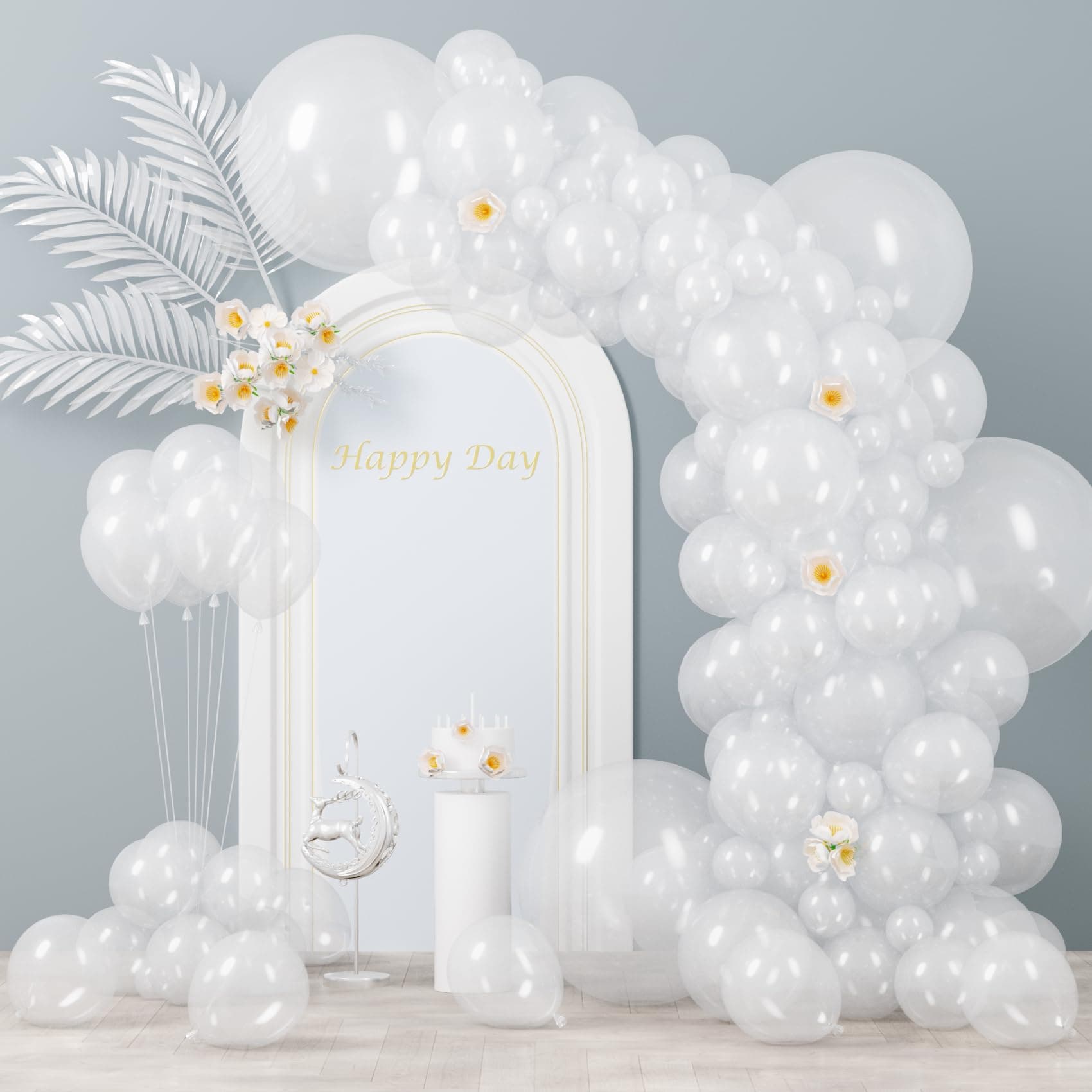 Voircoloria 130pcs Clear Balloons Garland Arch Kit, 18 12 10 5 Inch
