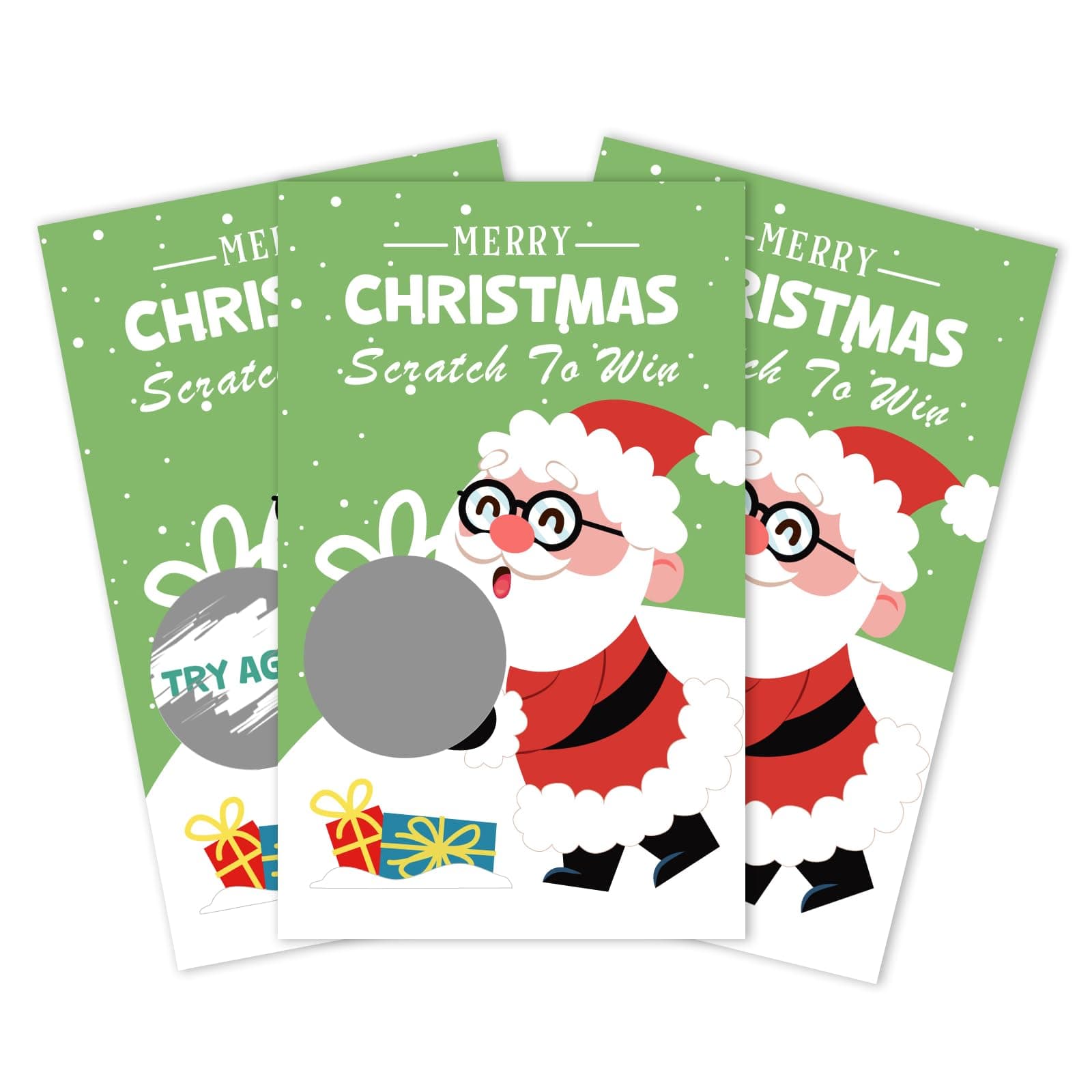 ZIIUFRN 40 Pcs Santa Christmas Scratch Off Cards with Stickers, Merry Christmas Raffle Tickets for Games Prizes, Xmas Holiday Party Games for Family Party -A01