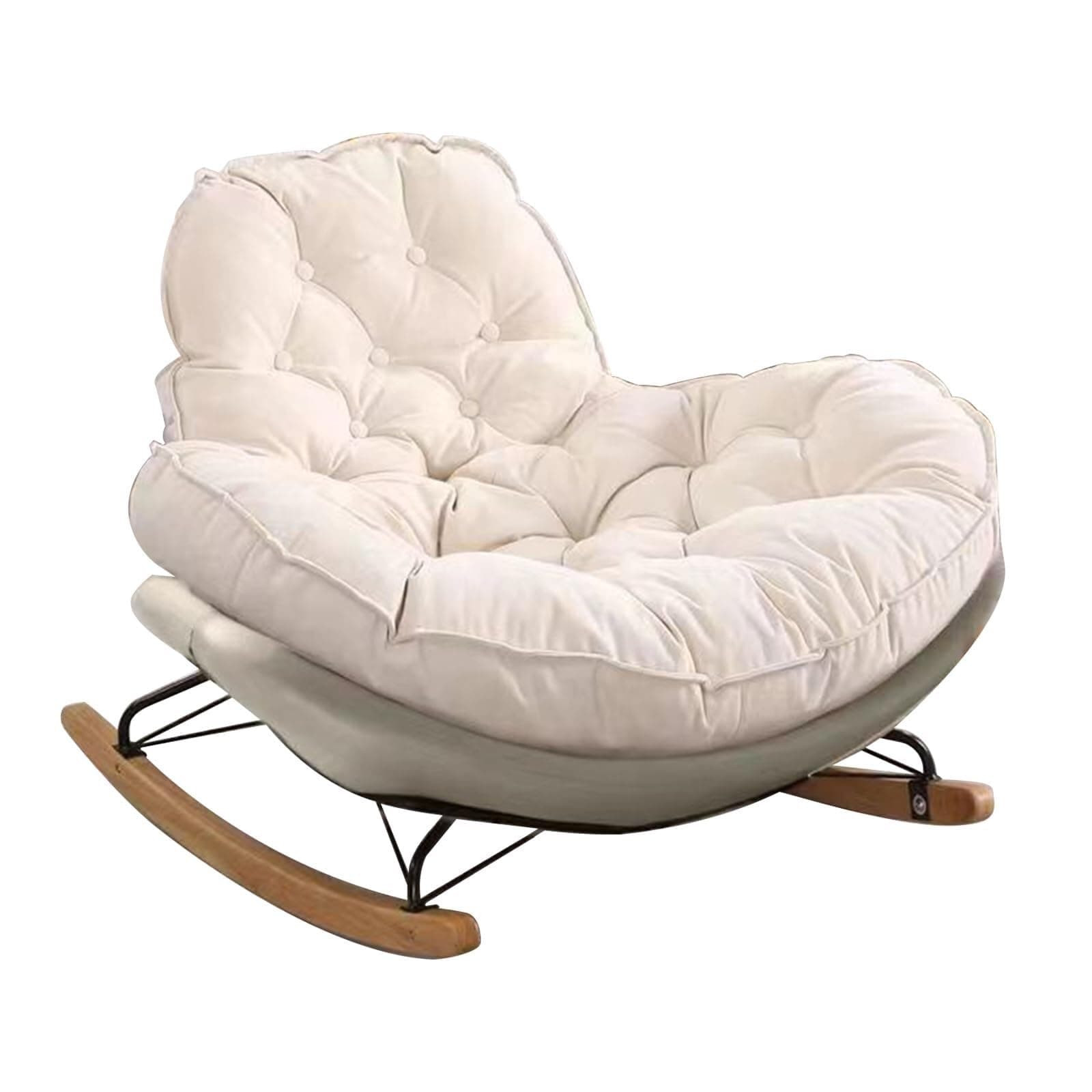 Upholstered Rocking Deerskin Velvet Glider Rocker High Back Arm Modern Rocking Accent s Comfy Side for Bedroom, Living Room
