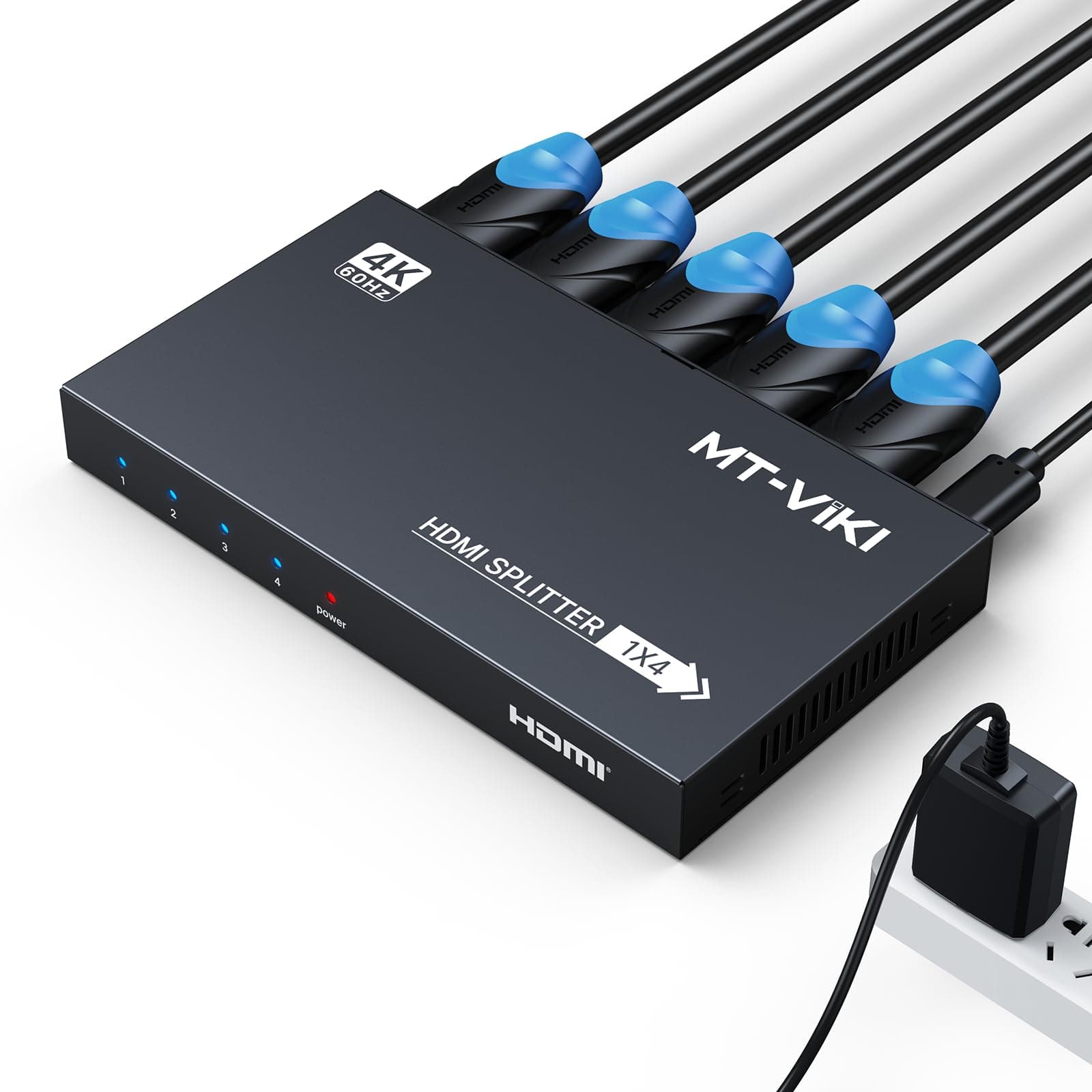 MT-VIKI HDMI Splitter 4K@60Hz, HDMI Splitter 1 in 4 Out, RGB 4:4:4, HDMI2.0b, HDCP2.2, 18Gbps, Full UHD Distributor for PS4 Fire Stick HDTV