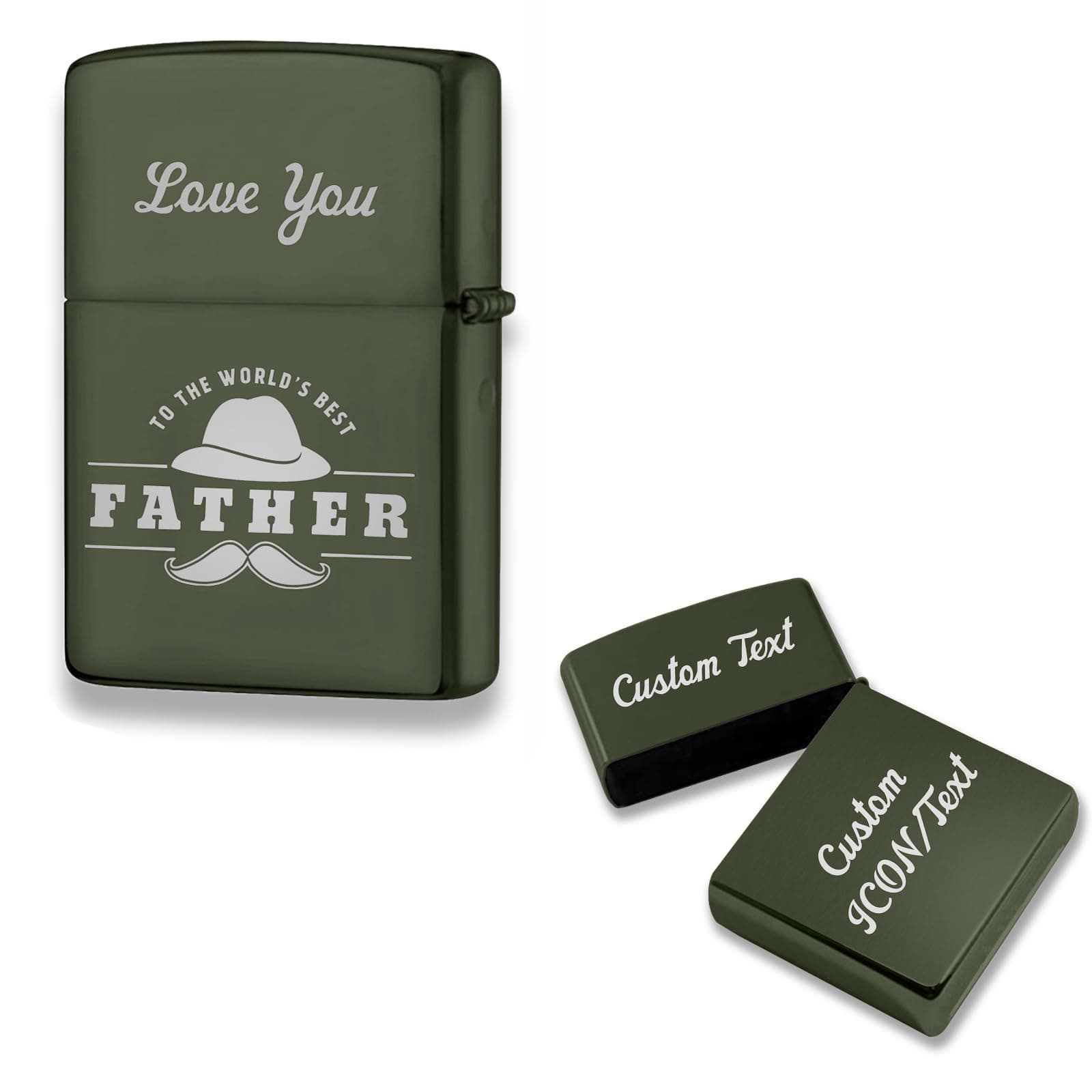 Custom Lighter Case for Zippo Lighter - Personalized Laser Engraved Photo/Logo Box (Green)