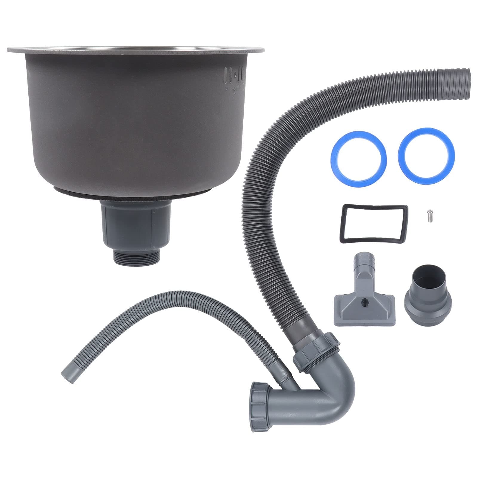 Mini Round Kitchen Sink, Dual Mount Deep Bowl Drain Kit for Bar Kitchen Stainless Steel 30cm Single Bowl Undermount Drop in Silver 1 Pack