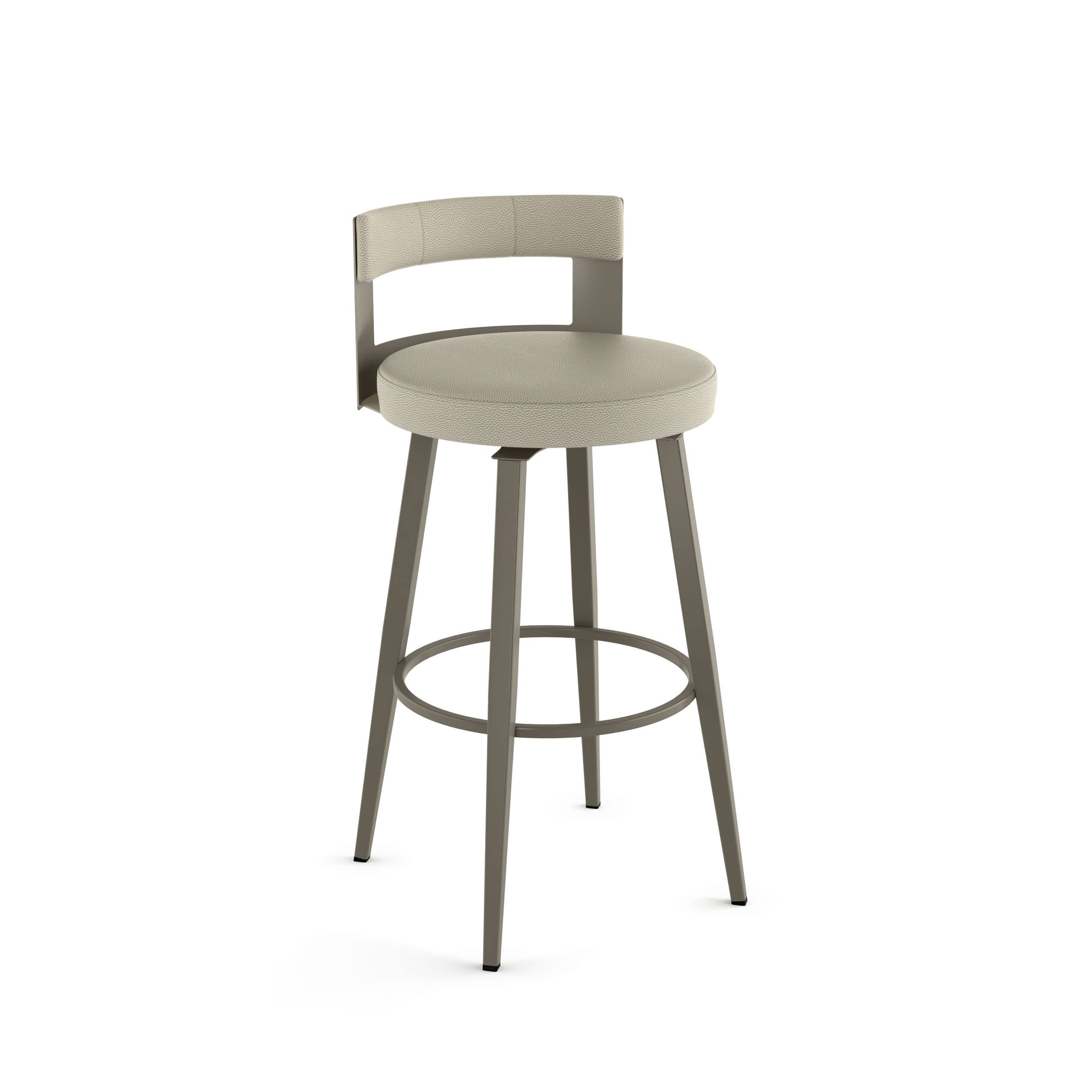 Amisco Paramont 26.5" Counter Height Swivel Stool - Greige Faux Leather/Grey Metal