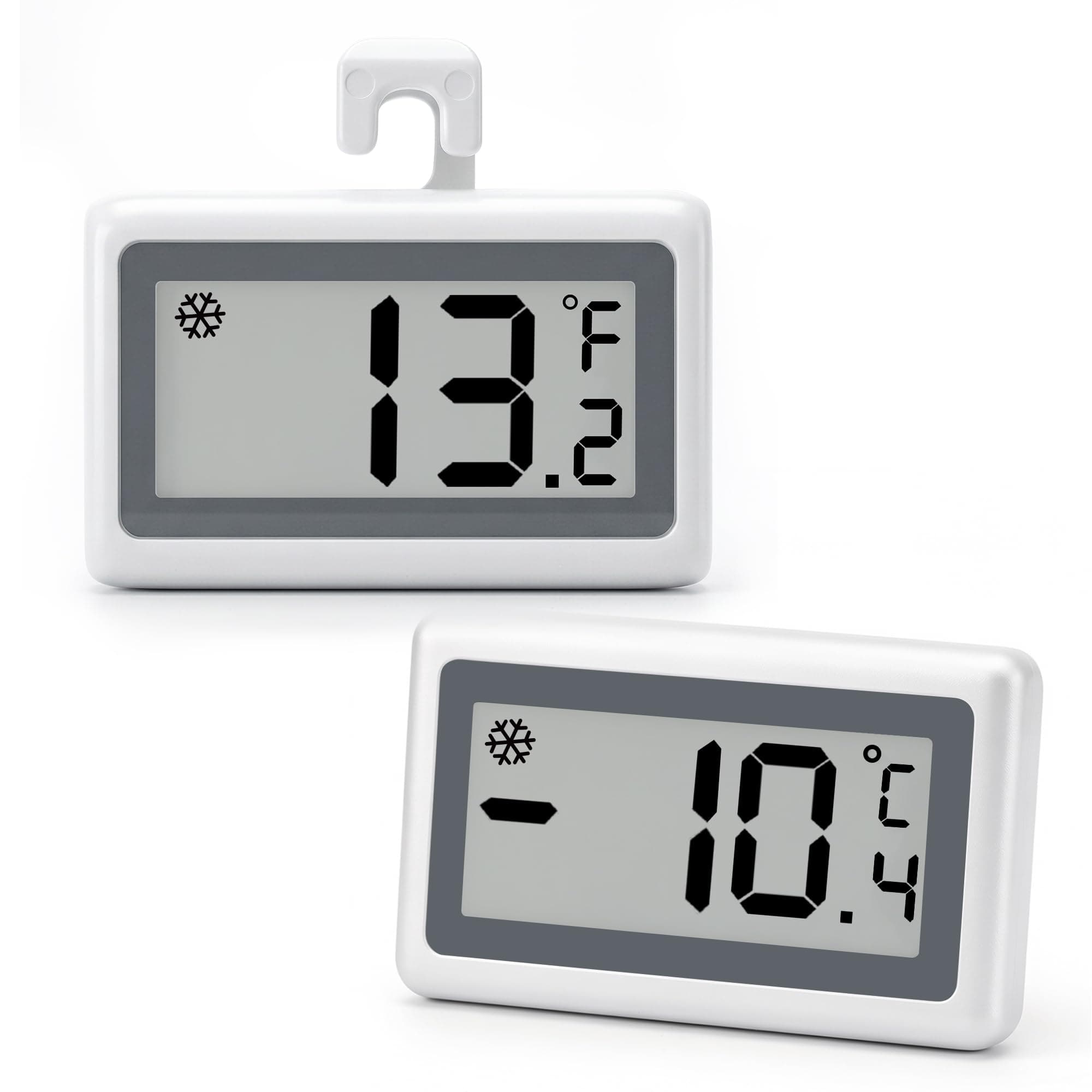 Refrigerator Thermometer 2 Pack, Digital Fridge Freezer Thermometer with Large LCD Display, Magnetic Freezer Temperature Gauge with ℃/℉ Switch for Kitchen, Home, Room