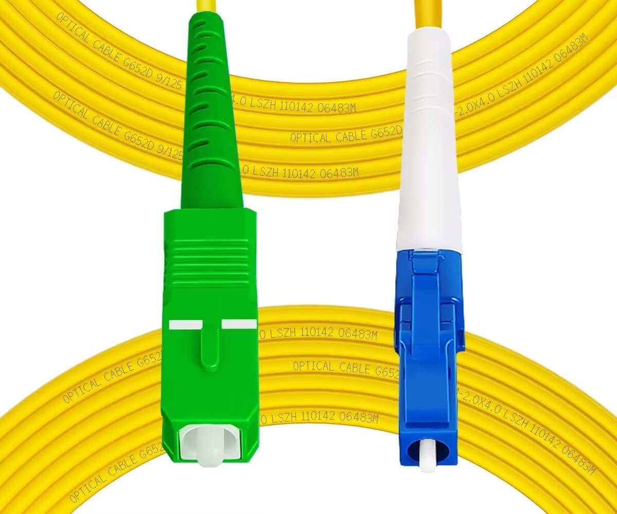 Fibergaga-1m(3ft) OS2 LC/UPC to SC/APC Fiber Patch Cable Single Mode Fiber, Simplex, Length Option: 0.5M(1.6ft)-50m(164ft) 9/125µm 2.0mm Cable Diameter Fiber Optic Cable, OS1/OS2 Compatible