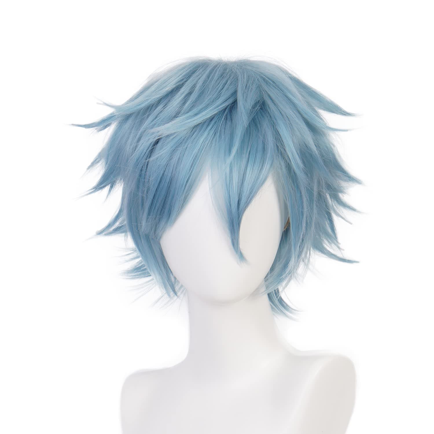 MHA Anime Light Blue Wigs Short Straight Wig with Bangs Adult Women COS Shigaraki Wig Halloween,Christmas,Carnivals,Doujin Activity