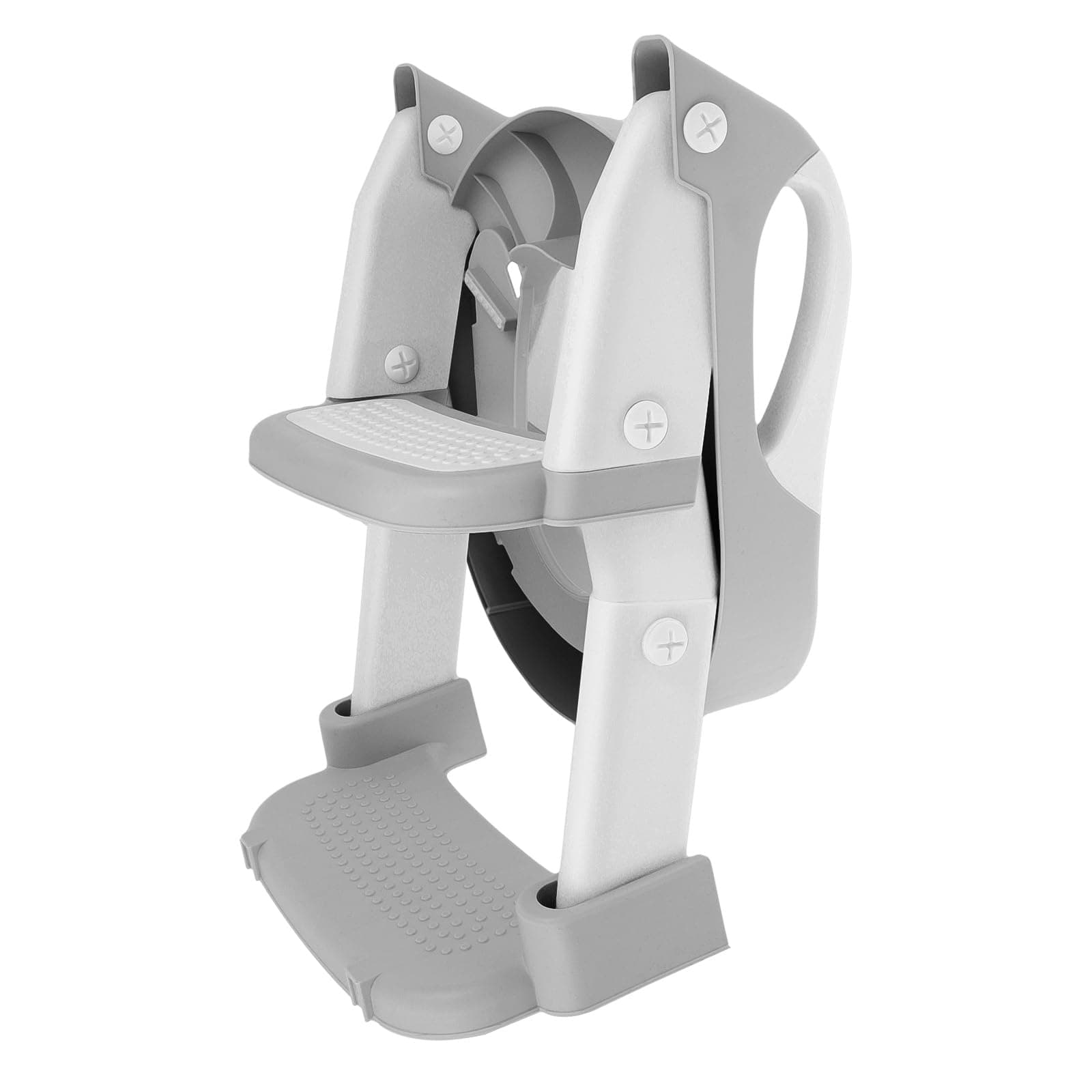 Potty Training Seat with Step Stool, Ladder Height Adjustable Potty Training Toilet with Nonslip Pad, Foldable Toddler Toilet Seat for Toddler Kid Anti-Slip Wide Steps Safety Handles(grey)
