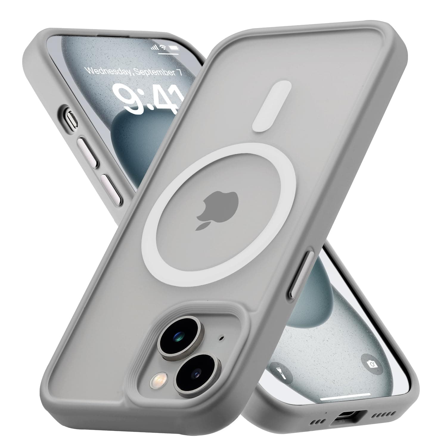 Tigowos for iPhone 15 Plus&iPhone 14 Plus Phone Case Fits MagSafe 10FT Drop Resistant Matte Skin Feeling Back Cover for iPhone 15 Plus&iPhone 14 Plus Case,Grey